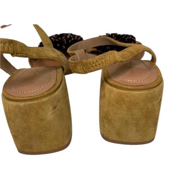 Zara Tan Raffia Pom Pom Suede Sandals- 7 - Picture 6 of 9